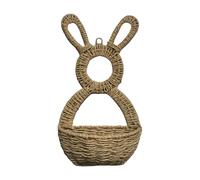 Bunny Door Basket - Spring Front Door Decor Rattan Woven Rabbit Wall Pocket | Decorative Basket with Ears,for Flowers Eggs Outdoor Indoor Fence Entryway Living Room Balcony