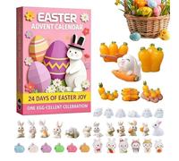 Bunny Easter Countdown - Figure da collezione di 24 giorni per le vacanze, animali di coniglio decorativi sul tavolo, set di decorazioni carine in resina, facile montaggio con pezzi numerati colorati