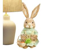 Bunny Easter Decor Figurines - Large Size 13.77 inch Cute Handcrafted Woven Rabbit Sculpture Set, Premium Decorative Spring Accent Pieces, Charming Seasonal Home Display Ornaments | Table Center