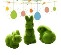 Bunny Figurine - Statua decorativa animale, 6 pollici Moss Bunny with Flocked Texture, Resin Material Figurine, Easter Decor with Realistic Design, Home Garden Ornament for Yard Bookshelf
