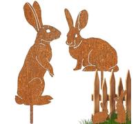 Bunny Garden | Segni di cortile del giardino Pasqua Bunny | 2X Ornamenti per prato in ferro, decorazione per interni esterni, decorazioni pasquale, forniture per feste