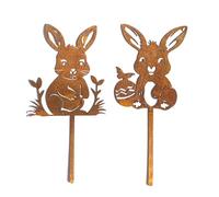 Bunny Garden Stakes - Inserto in vaso da giardino coniglio all'aperto | Le sfide decorative per coniglio in ferro battuto per aiuole, ornamenti per prato, piantagione, decorazioni