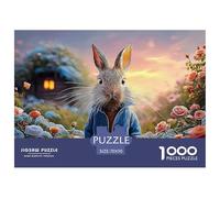 Bunny in A Blue Coat Peter Rabbit Standing 1000 Pezzi Carta Ecologica Resistente Puzzle Premium Bunny Impossibilmente Difficile Sfida Unica Puzzle Regali Per Famiglia E Amici 70x50cm/1000pcs