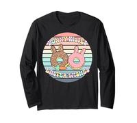 Bunny Kisses Auguri di Pasqua, Simpatica Grafica a Forma di Ciambella Maglia a Manica