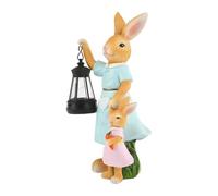Bunny Lamp | With Lantern Resin Weatherproof Easter Decor , Cute Solar Lights Outdoor Waterproof For Yard Lawn Patio Porch Pathway Walkway Landscape Women Mom Birthday