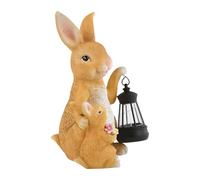 Bunny Lamp | With Lantern Resin Weatherproof Easter Decor , Cute Solar Lights Outdoor Waterproof For Yard Lawn Patio Porch Pathway Walkway Landscape Women Mom Birthday