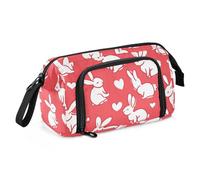 Bunny Line Art Heart San Valentino Matita Borse Grande Capacità Borsa con Scompartimento Multifunzionale Custodia con Portamatite per Ragazzi Teen Boys Scuola Media