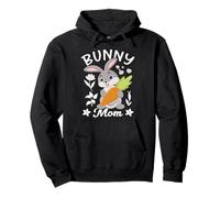 Bunny Mom Coniglio Carota Fiore Sorriso Felpa con Cappuccio