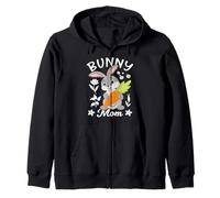 Bunny Mom Coniglio Carota Fiore Sorriso Felpa con Cappuccio