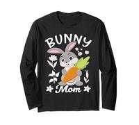 Bunny Mom Coniglio Carota Fiore Sorriso Maglia a Manica