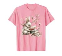 Bunny Mom Love Reading for Rabbit Owners Pink Cherry Blossom Maglietta