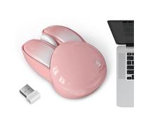 Bunny Mouse - Mouse wireless a forma di coniglio, 59 g, ricevitore USB A tri-modalità, silenzioso, per laptop/desktop/PC (Pink Angie), pulsanti programmabili, dock ricaricabile