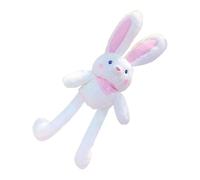 Bunny Plush, 11-inch Interactive Easter Bunny, Stuffed Animal Toy, Switchable Ears & Legs, Handmade Soft Rabbit Pendente, Adorabile Keychain, White/Pink, Perfect for Bags, Keys & Gift Giving