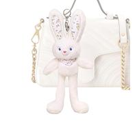 Bunny Plush - 5 Inch Soft Gray Stuffed Toy, Hanging Doll With Keychain Loop, Bean-Filled Weighted Body, Adorable Floppy Ears, Backpack Pendant Decoration, Handbag Purse Charm, Tote Bag