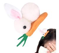 Bunny Plush Hair Clip, Cute Stuffed Bunny Carrot Hairpin, Elastic Lavish, Animal Accessories, Soft and Adorable Design, Durable Metal & Plush Material (8x6.5cm), Perfect for Women and Girls