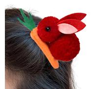 Bunny Plush Hair Clip, Cute Stuffed Bunny Carrot Hairpin, Elastic Lavish, Animal Accessories, Soft and Adorable Design, Durable Metal & Plush Material (8x6.5cm), Perfect for Women and Girls