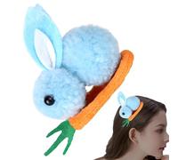 Bunny Plush Hair Clip, Cute Stuffed Bunny Carrot Hairpin, Elastic Lavish, Animal Accessories, Soft and Adorable Design, Durable Metal & Plush Material (8x6.5cm), Perfect for Women and Girls