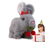 Bunny Plush - Walking Electronic Rabbit Toy With Sounds, Bow & Cherry Design | Realistic Soft Interactive For Boys, Girls, Easter Gift Bunny Electronic Moving Toy Holiday