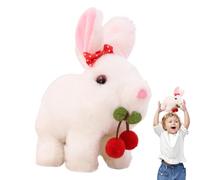 Bunny Plush - Walking Electronic Rabbit Toy With Sounds, Bow & Cherry Design | Realistic Soft Interactive For Boys, Girls, Easter Gift Bunny Electronic Moving Toy Holiday