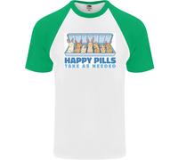 Bunny Rabbit Happy Pills Antidepressivo Uomo S/S Maglietta Baseball