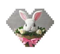 Bunny Rosette Stampa Art Mattone Puzzle a forma di cuore Blocchi di costruzione fai da te Set 3D Puzzle Home Decor 82 pezzi