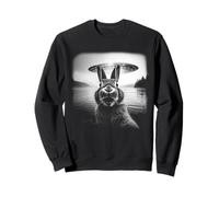 Bunny Selfie with UFO Funny Black & White Graphic Vintage Felpa