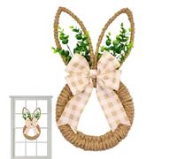 Bunny Shaped Wreath, Easter Bow Decorations, Easter Bunny Wreath with Twine Foundation, Seasonal Garland Ornament for Entryway Decoration, Holiday Atmosphere Creation, and Spring Interior Adornment