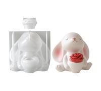 Bunny Silicone Mold - 3D Rabbit Mould | Detachable Flower Insert for Easter & Home Decor, Reusable Non-Stick Silicone for Resin Soap & Gypsum DIY Crafting for Beginners