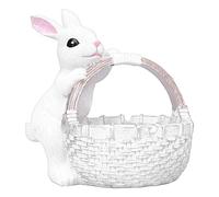 Bunny Statua - Resin Rabbit Sculpture, Easter Home Decor | Medium Size Figurine With Basket Detail, Decorative Animal Ornament For Spring Display, Living Room Shelf, Desktop Centerpiece, Holiday Decor