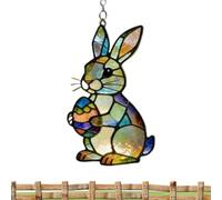 Bunny Suncatcher - Decorazione Per Finestra In Acrilico Con Coniglio Con Design A | Ornamento Colorato Da Appendere Per Catturare Il Sole Per L'esposizione Della Porta Di Pasqua, Arredam