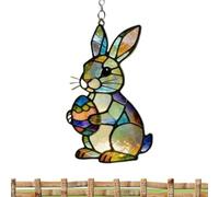 Bunny Suncatcher - Ornamento acrilico da appendere alla finestra di Pasqua, decorazione acchiappasole con design a forma di di coniglio | Pannello riflettente la luce trasparente, materiale durev