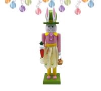 Bunny Wooden Nutcracker Decor | 12-Inch Holiday Rabbit Figure, Easter Bunny Wooden Nutcracker Ornament For Spring Festival, Home Decoration, Collectible Figurine, Tabletop Display & Seasonal Decor