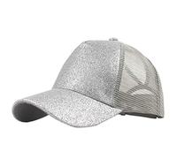 Buns Visor Glitter Plain Unisex Messy Trucker Coda di cavallo Cap Cap Cap L A Gear, Argento, Taglia unica