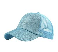 Buns Visor Glitter Plain Unisex Messy Trucker Coda di cavallo Cap Cap Cap L A Gear, Azzurro, Taglia unica