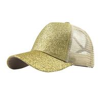 Buns Visor Glitter Plain Unisex Messy Trucker Coda di cavallo Cap Cap Cap L A Gear, Beige, Taglia unica
