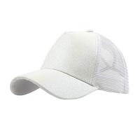 Buns Visor Glitter Plain Unisex Messy Trucker Coda di cavallo Cap Cap Cap L A Gear, bianco, Taglia unica