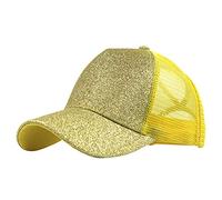 Buns Visor Glitter Plain Unisex Messy Trucker Coda di cavallo Cap Cap Cap L A Gear, Giallo, Taglia unica