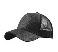 Buns Visor Glitter Plain Unisex Messy Trucker Coda di cavallo Cap Cap Cap L A Gear, Nero , Taglia unica