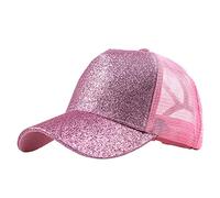 Buns Visor Glitter Plain Unisex Messy Trucker Coda di cavallo Cap Cap Cap L A Gear, Rosso, Taglia unica