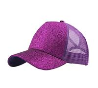 Buns Visor Glitter Plain Unisex Messy Trucker Coda di cavallo Cap Cap Cap L A Gear, Viola, Taglia unica