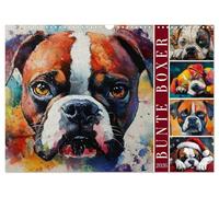 Bunte Boxer (Wandkalender 2026 DIN A3 quer), CALVENDO Monatskalender: Farbenfrohe Boxer-Portraits