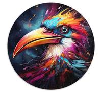 Buntes Kunstvogel-Puzzle mit 1000 Teilen, rund, geeignet für Geburtstage, Halloween, Erntedankfest, Ostern, 1000 Teile (67,5x67,5cm)