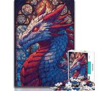 Buntglas-Drachen-Puzzle für Erwachsene und Teenager Puzzle, Entspannungsspiele sind ideal als Geschenk für die ganze Familie, 38x26cm
