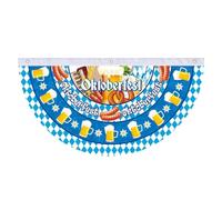Bunting Flags - Double Stitched Banner | Pleated Half Fan Banner | Oktoberfest Party Bunting Flags Blue Bavarian 3x1.5ft Oktoberfest Decorative Porch and Fence Party Bunting