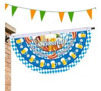 Bunting Flags, Oktoberfest Blue Bavarian Pleated Half Fan Banner Decor