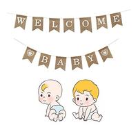 Bunting per Baby Shower, Regalo Baby Shower Banner, Rustico Tela Banner, Benvenuto Baby Banner, Iuta Striscioni Banner, Striscioni di Lettere Decorati per la Celebrazione del Baby Shower