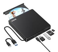 BUNUD Lettore CD DVD esterno, USB 3.0 e tipo C CD/DVD +/-RW, masterizzatore con porte SD/TF e USB, lettore DVD ottico per PC portatili Winodws 11/10, Mac, MacBook Pro Air, Apple iMac