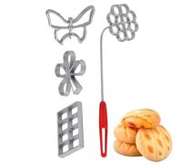 Bunuelos Cookie Mussels - Set di 4 stampi per biscotti a forma di rosetta con manico | Couochi di cottura rimovibili per ravioli, frittelle di gamberi, waffle, pasticceria tradizionale, utensi