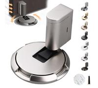 Buoaeoai Magnetic Door Stopper, Punch-Free Mechanical Silent Floor Door Stop, Adjustable Floor Door Stopper, Magnetic Door Stop Floor Mount for Bottom of Door with 3m Adhesive (Nickel)