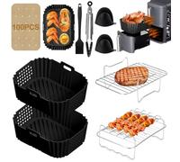 BUOAZR Accessori Friggitrice Ad Aria, 2PCS Teglia Silicone Cestello Accessori per Friggitrice ad Aria per Ninja Double Stack XL 9.5L SL400EU Foodi Max Dual Zone AF400EU AF300EU 7.5L